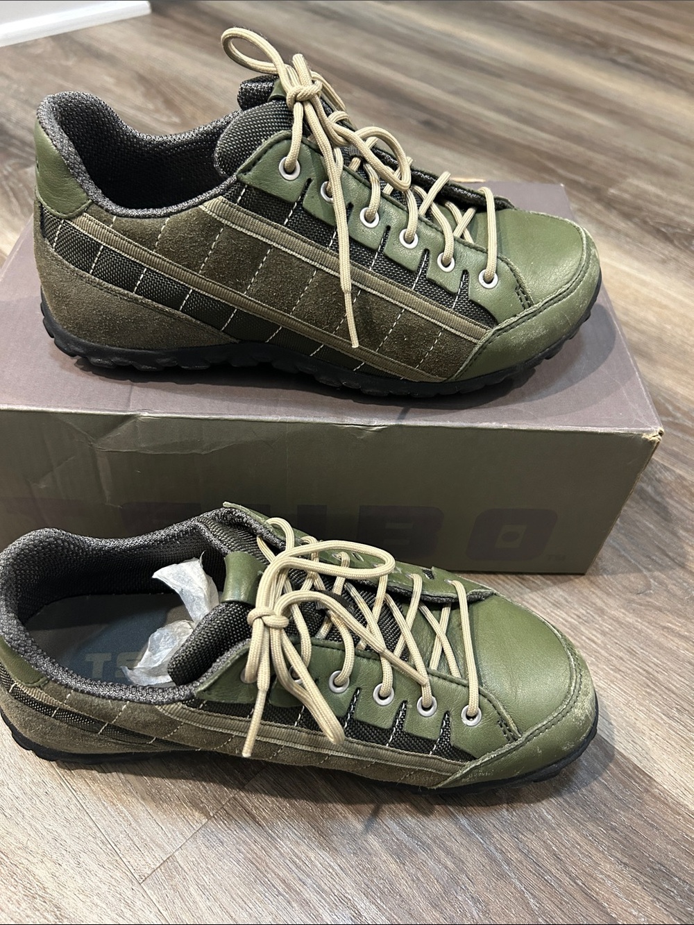 Tsubo Olive Green Suede Trail Sneakers